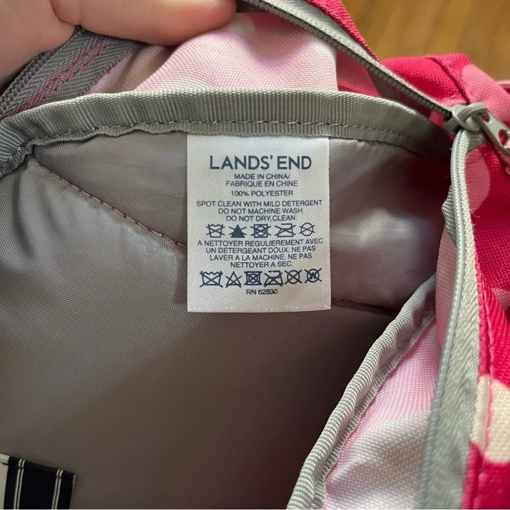 Lands’ End Classmate Girls Pink Polka Dot Initial “CW” Backpack